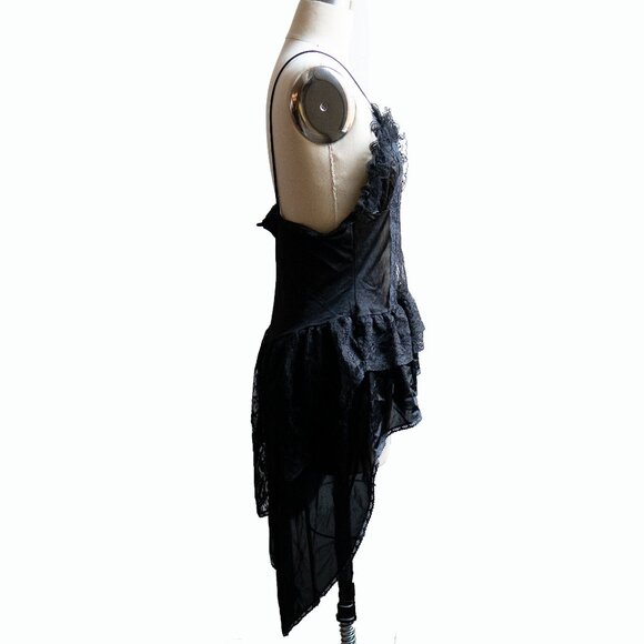 Vintage Stroke of Midnight Lace Top Lingerie Dress - Picture 3 of 5